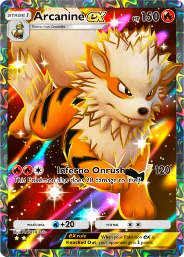 Arcanine ex card art (Genetic Apex)