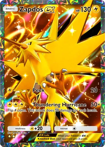 Zapdos ex card art (Genetic Apex)