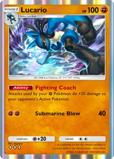Lucario card art (Space-Time Smackdown)