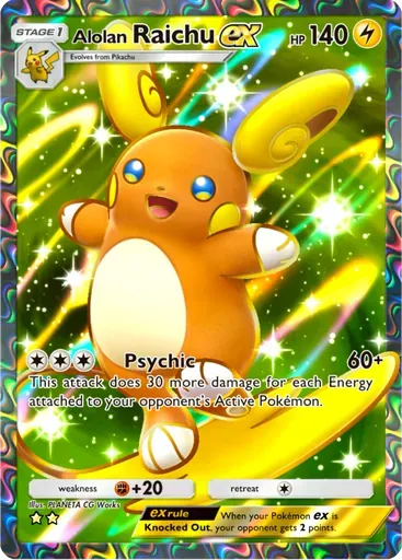 Alolan Raichu ex card art (Celestial Guardians)