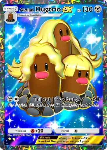 Alolan Dugtrio ex card art (Extradimensional Crisis)