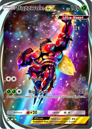 Buzzwole ex card art (Extradimensional Crisis)