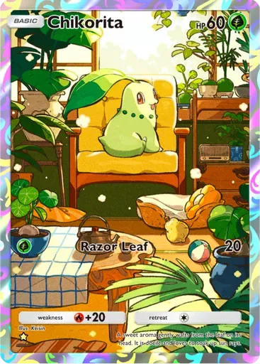 Chikorita card art (Wisdom of Sea and Sky)
