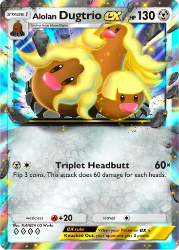 Alolan Dugtrio ex card art (Deluxe Pack: ex)