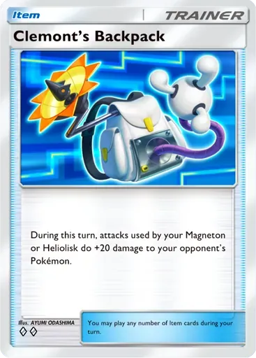 Clemont's Backpack card art (Crimson Blaze)