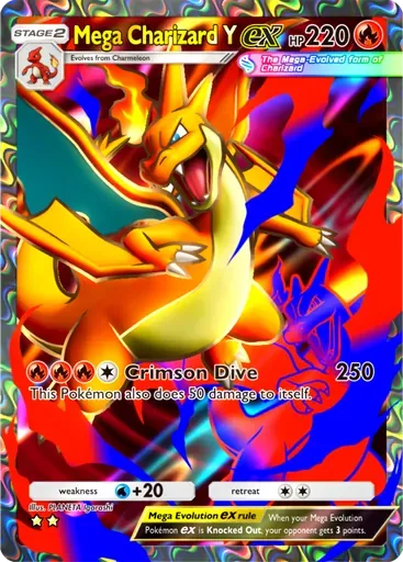 Mega Charizard Y ex card art (Crimson Blaze)