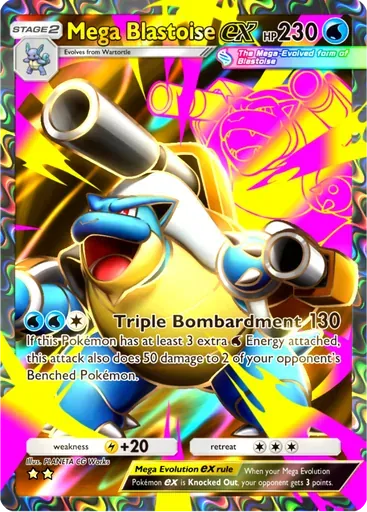 Mega Blastoise ex card art (Crimson Blaze)