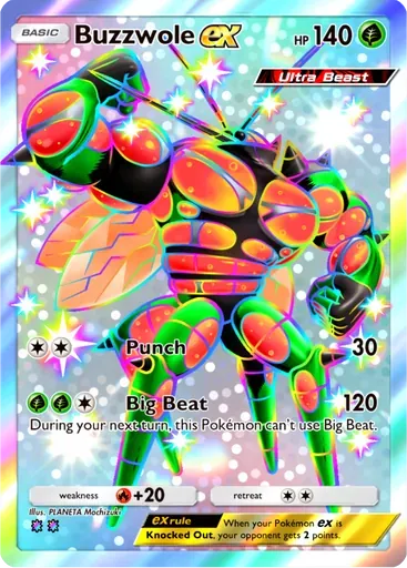 Buzzwole ex card art (Crimson Blaze)