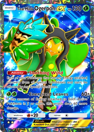 Teal Mask Ogerpon ex card art (Fantastical Parade)