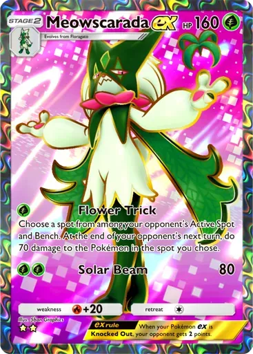 Meowscarada ex card art (Paldean Wonders)