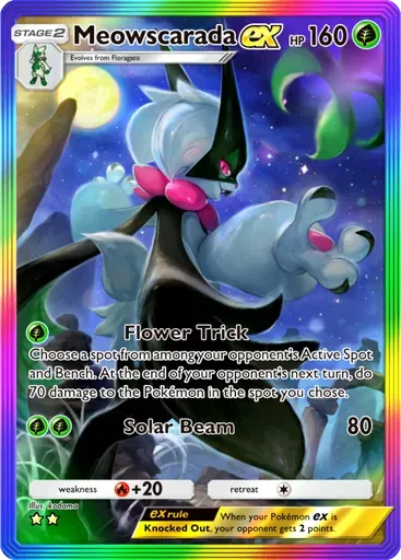 Meowscarada ex card art (Paldean Wonders)