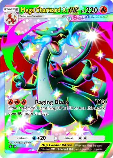 Mega Charizard X ex card art (Mega Shine)