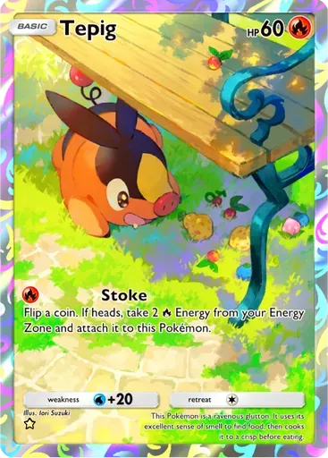 Tepig card art (Pulsing Aura)
