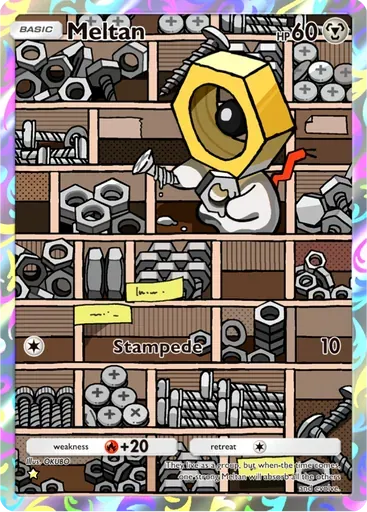 Meltan card art (Pulsing Aura)