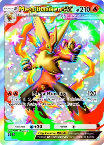 Mega Blaziken ex card art (Pulsing Aura)