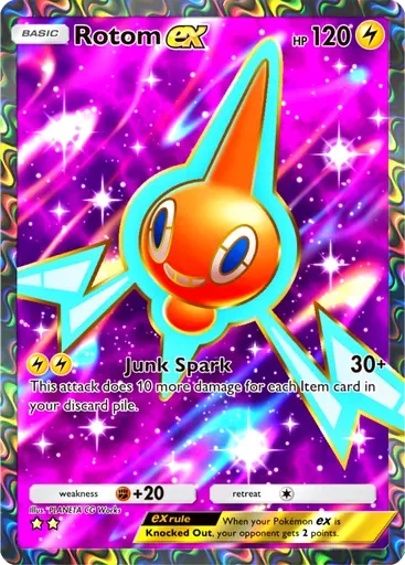 Rotom ex card art (Ruler of the Skies)