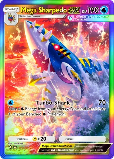 Mega Sharpedo ex card art (Ruler of the Skies)