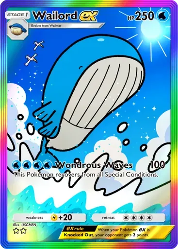 Wailord ex card art (Ruler of the Skies)