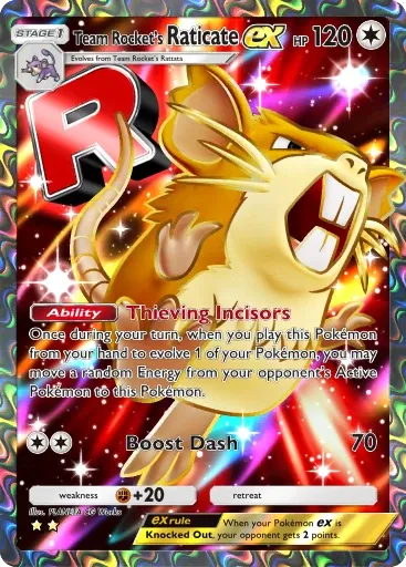 Team Rocket's Raticate ex card art (Team Rocket's Ambition)