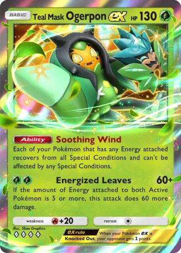 Teal Mask Ogerpon ex card art (Deluxe Pack: Mega)