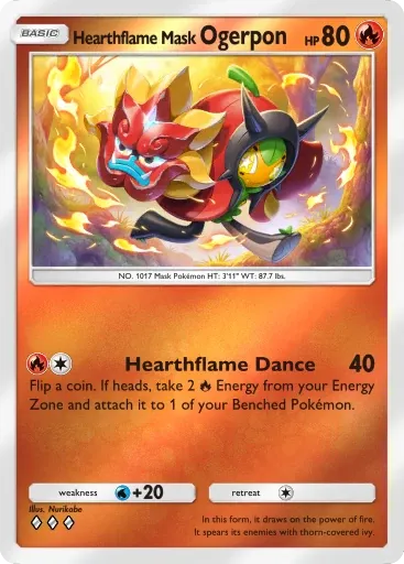 Hearthflame Mask Ogerpon card art (Deluxe Pack: Mega)